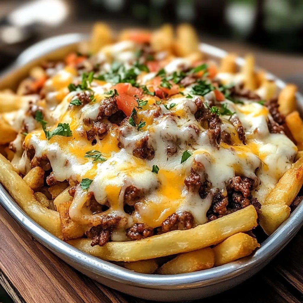 Cheesy Loaded Fries with Beef and Mozzarella