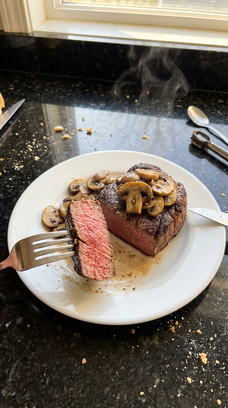 Filet Mignon with Garlic Mushrooms