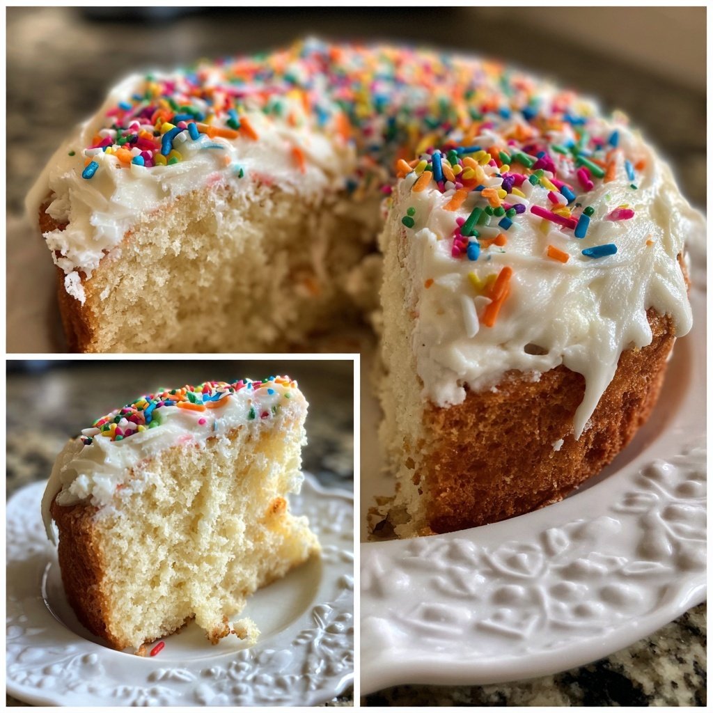 Vanilla Birthday Cake with Rainbow Sprinkles