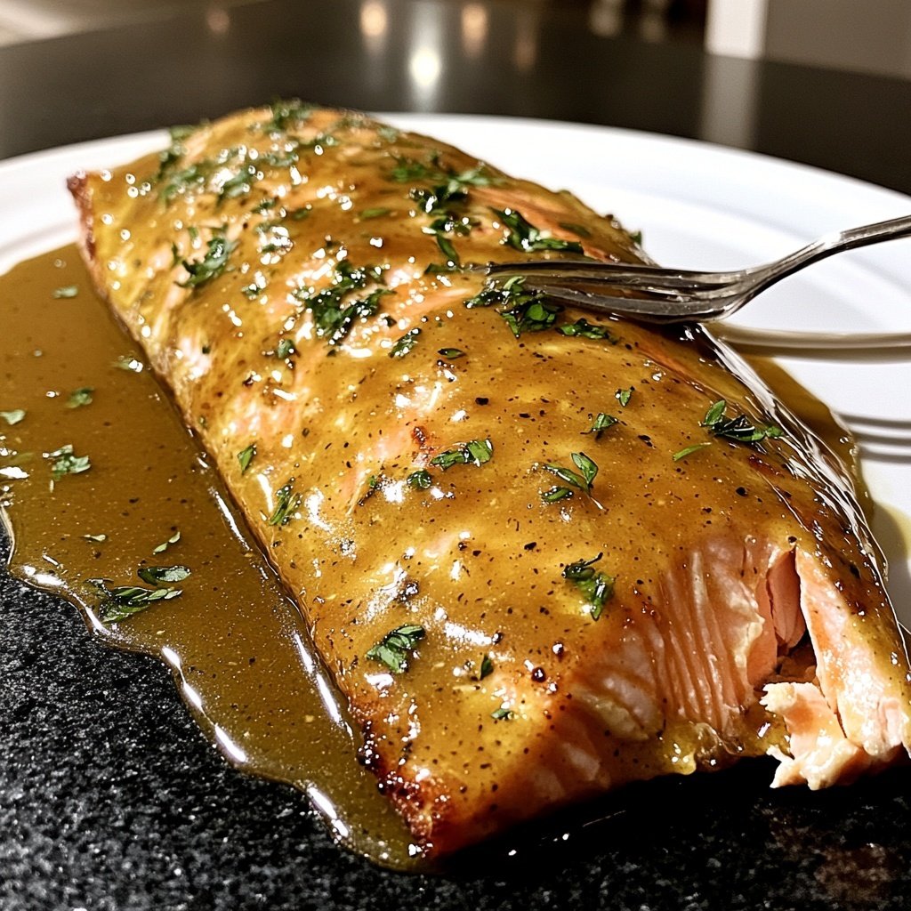 Honey Mustard Glazed Salmon Fillet from the Oven