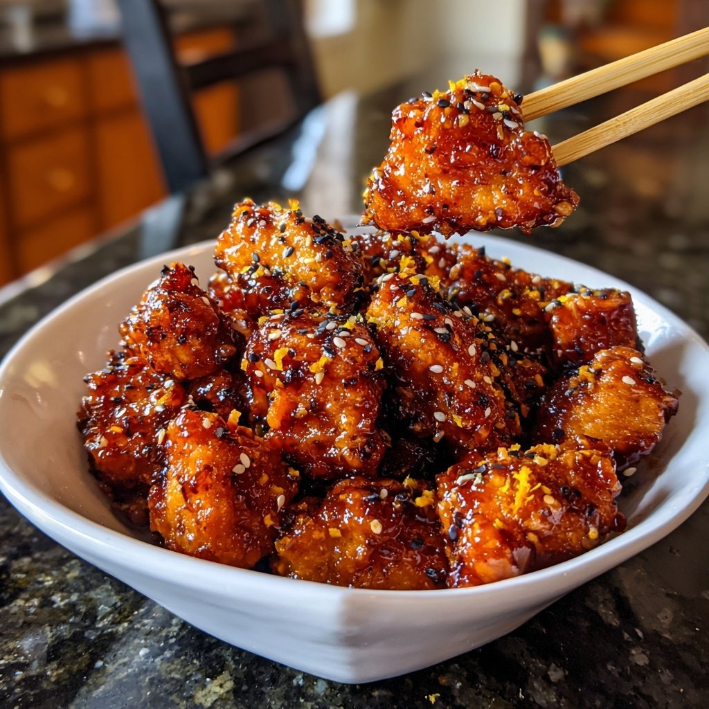 Air Fryer Orange Chicken Glazed