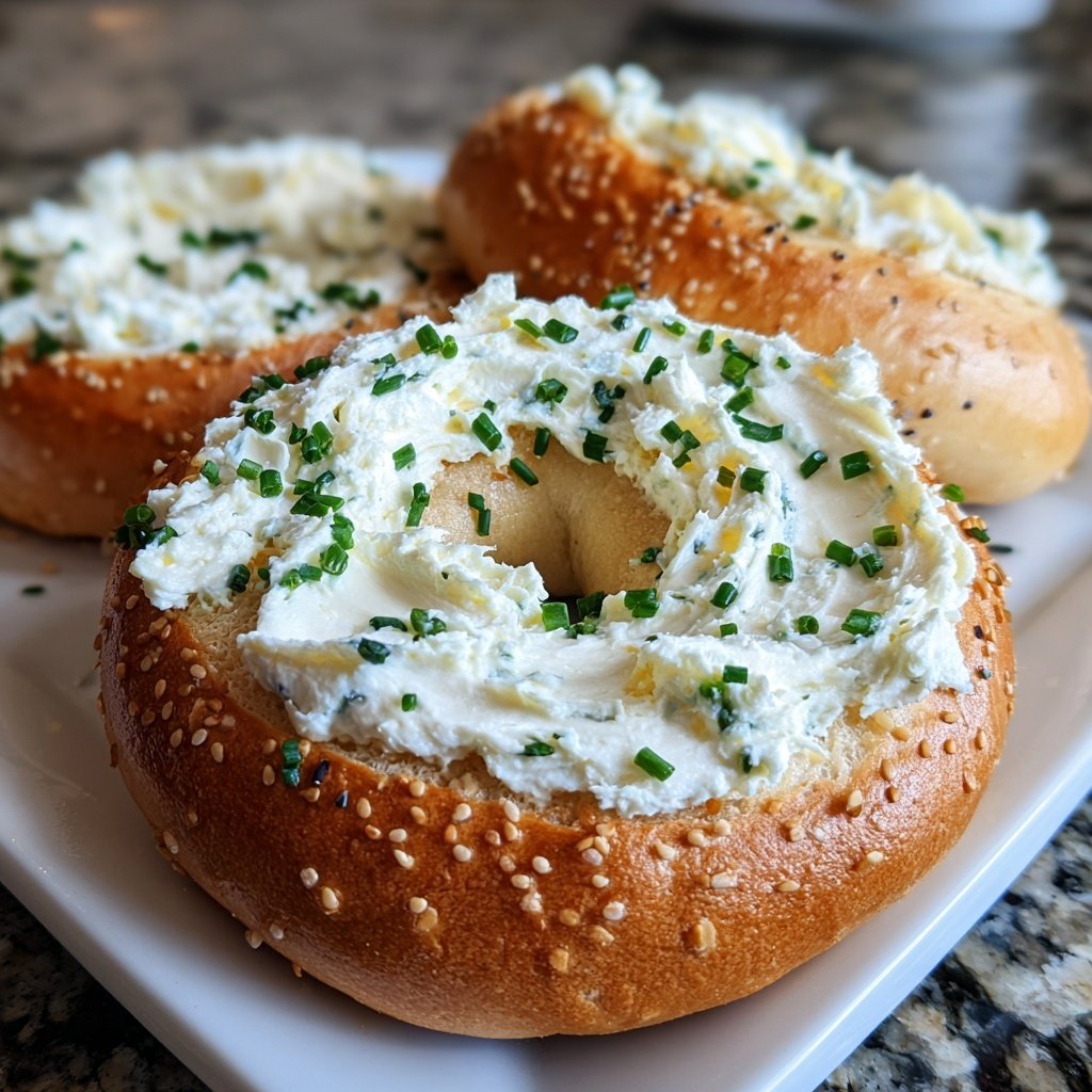 High Protein Bagels with Cream Cheese Spread