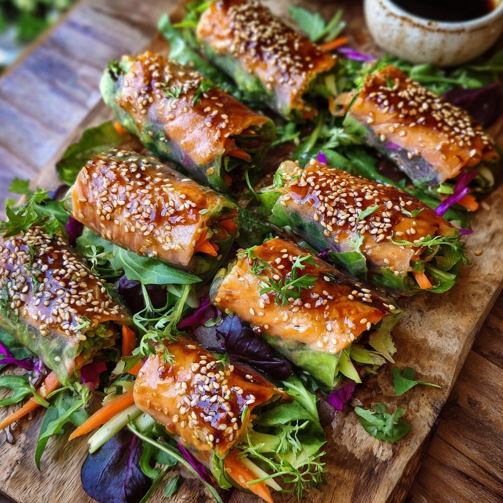 Salmon and Rice Paper Rolls