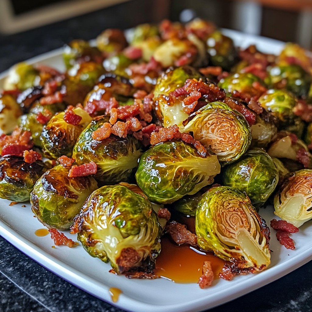 Roasted Brussels Sprouts with Bacon and Maple Syrup