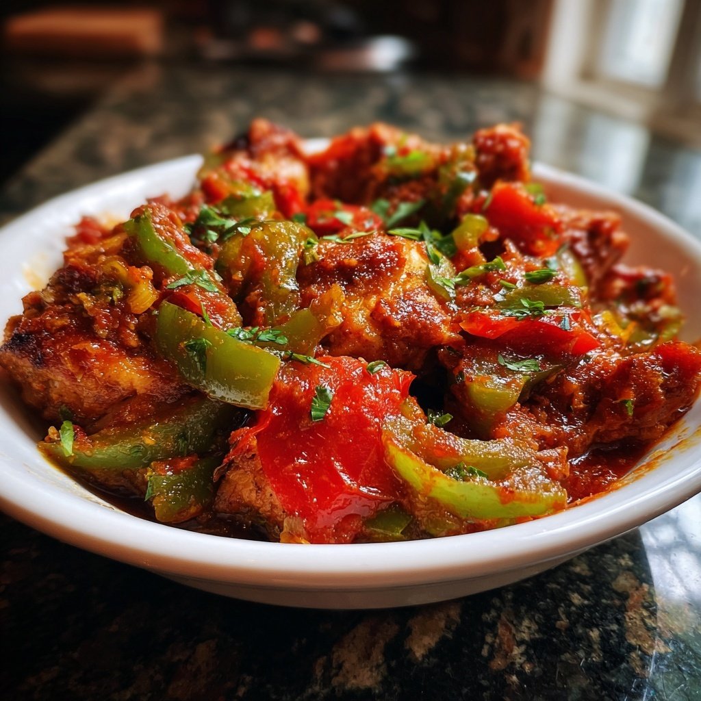 Chicken with Stewed Peppers Tomatoes