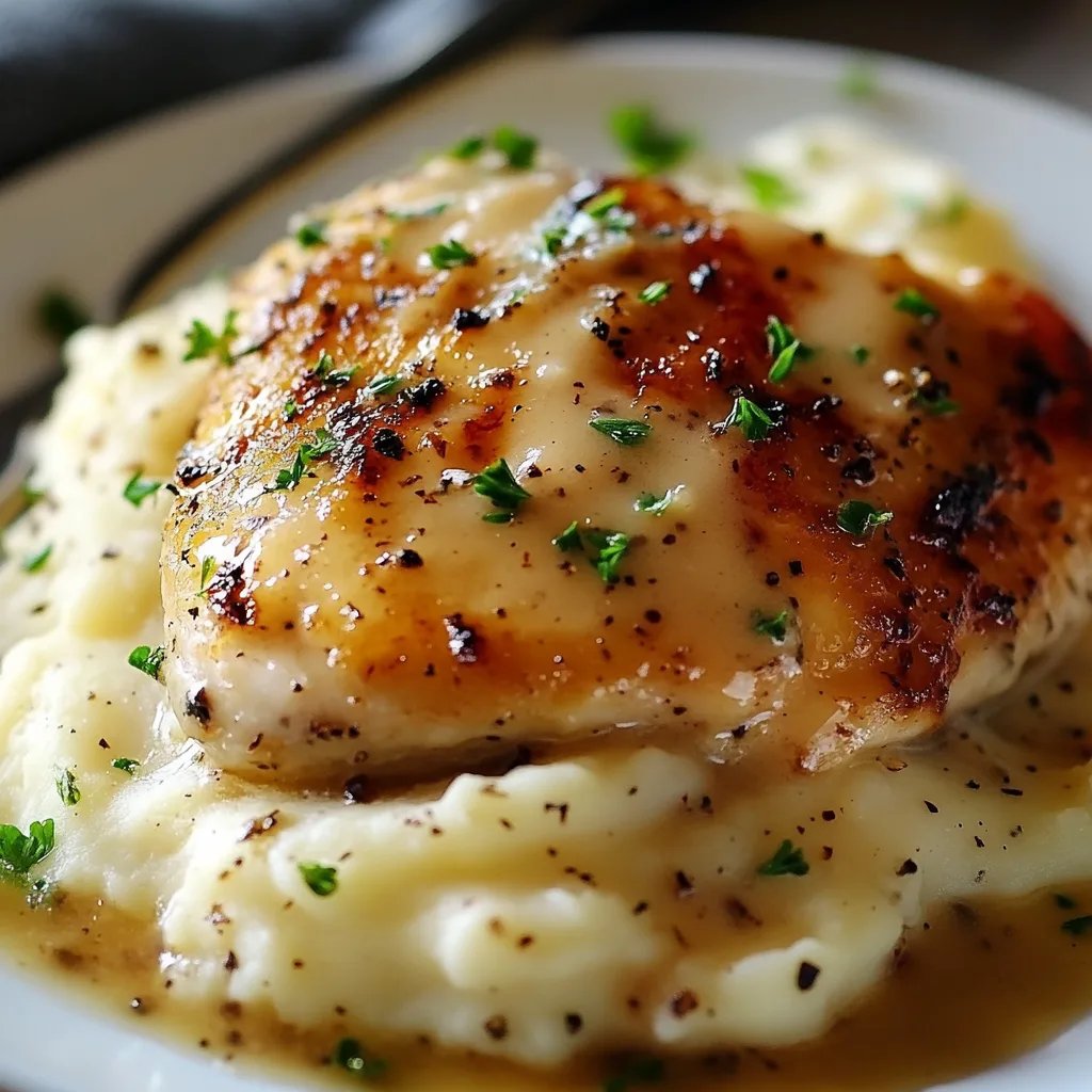 Creamy Garlic Chicken with Mashed Potatoes