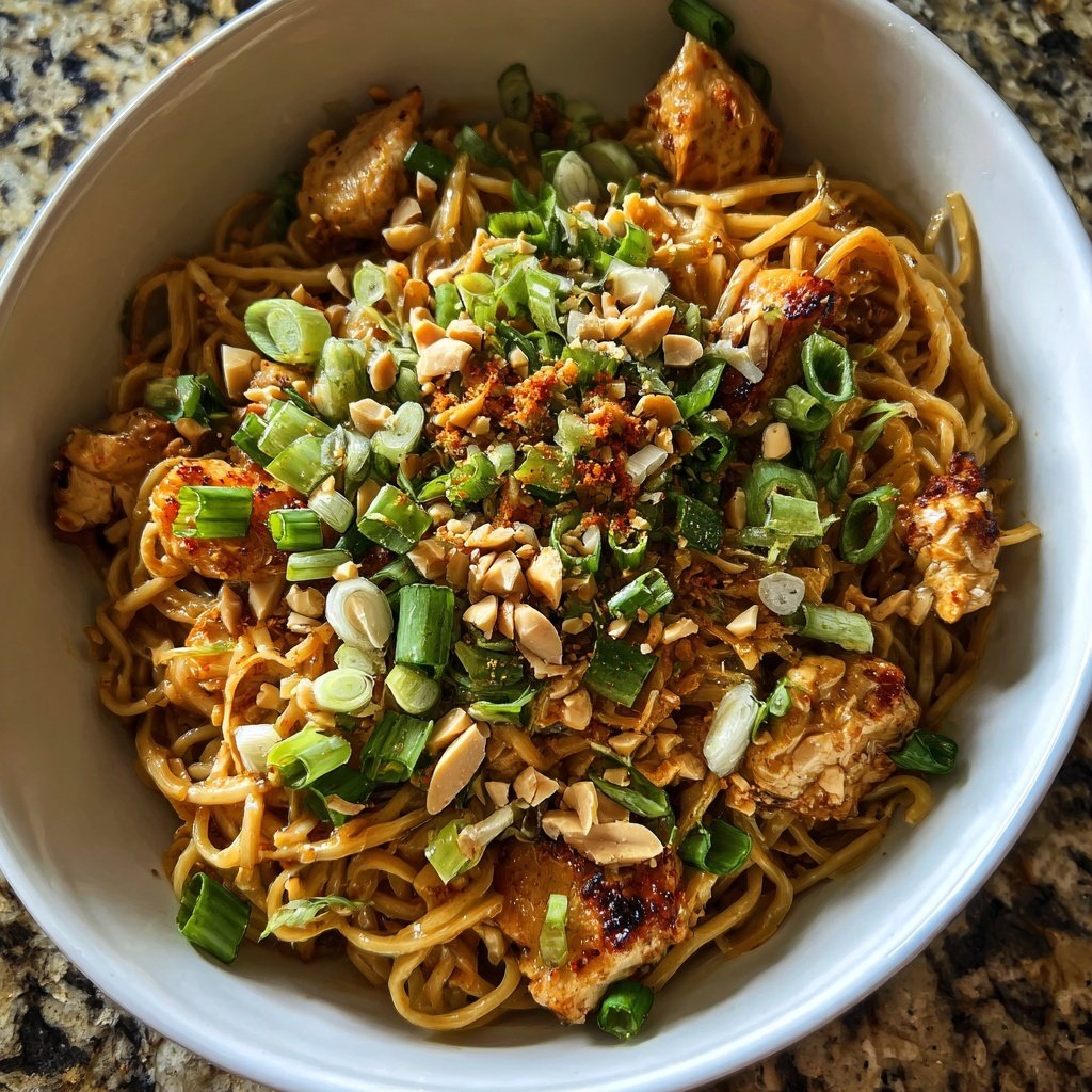 Thai Peanut Chicken Noodles Bowl