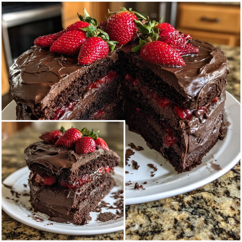 Chocolate Covered Strawberry Galentine's Cake