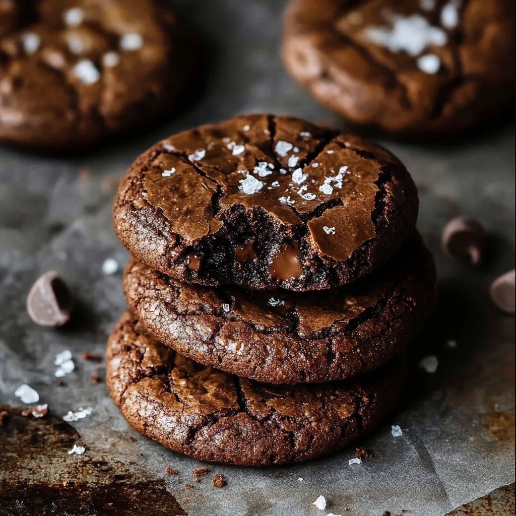 Salted Brownie Crinkle Cookies
