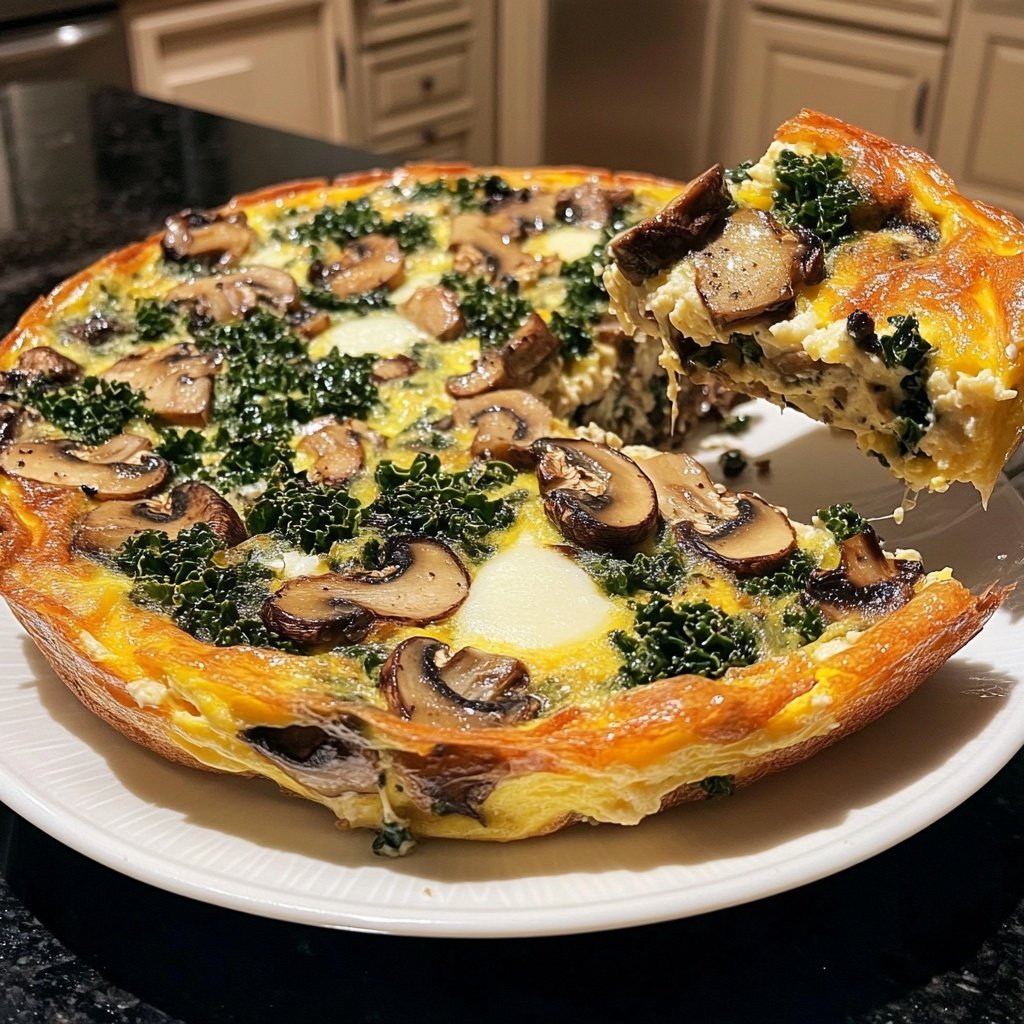 Mushroom Frittata with Asiago and Kale