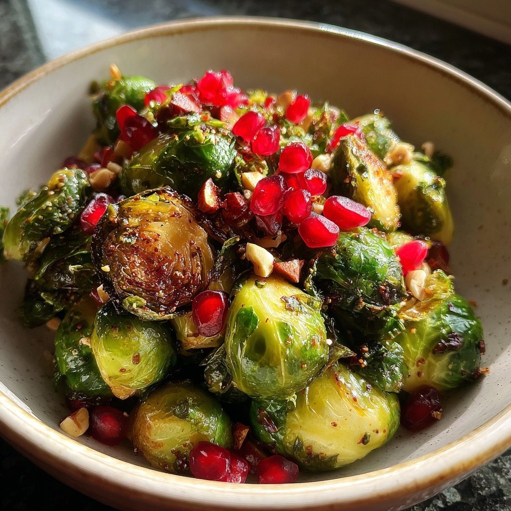 Brussels Sprouts with Pomegranate Hazelnuts